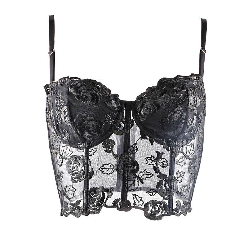 Lovely Lies - Wholesale Corset - Women's - Ladies  Sexy Embroidered Floral Lace Strapless Corset4
