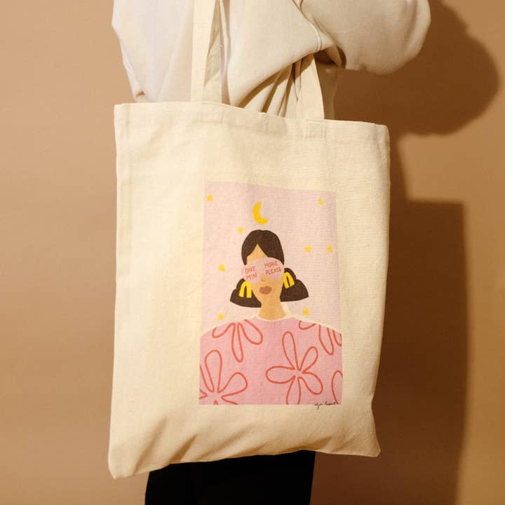 Alja Horvat d.o.o. - Wholesale Tote Bag - Women's - One More Min Please Tote Bag 100% Organic Cotton Tote Bag2