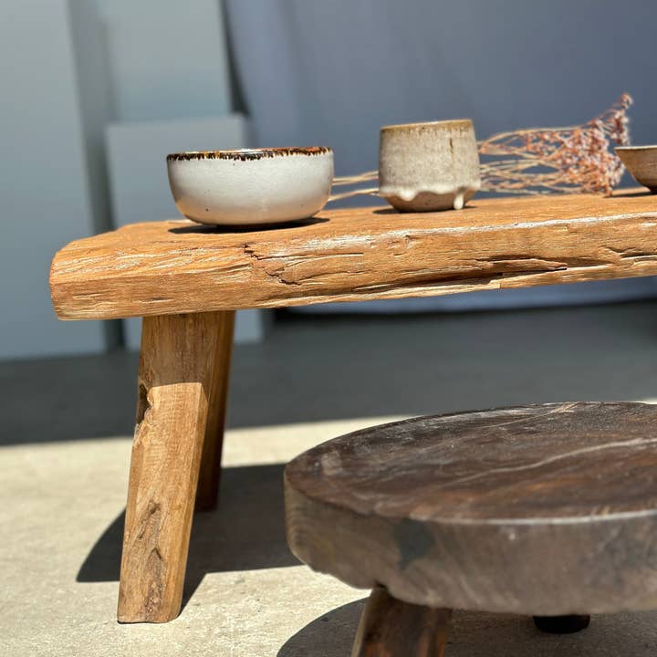 Office Objets - Venta al por mayor Mesas auxiliares - Mesa baja pequeña de teca rubia cuadrúpeda H:30 L:63,5 l:4080