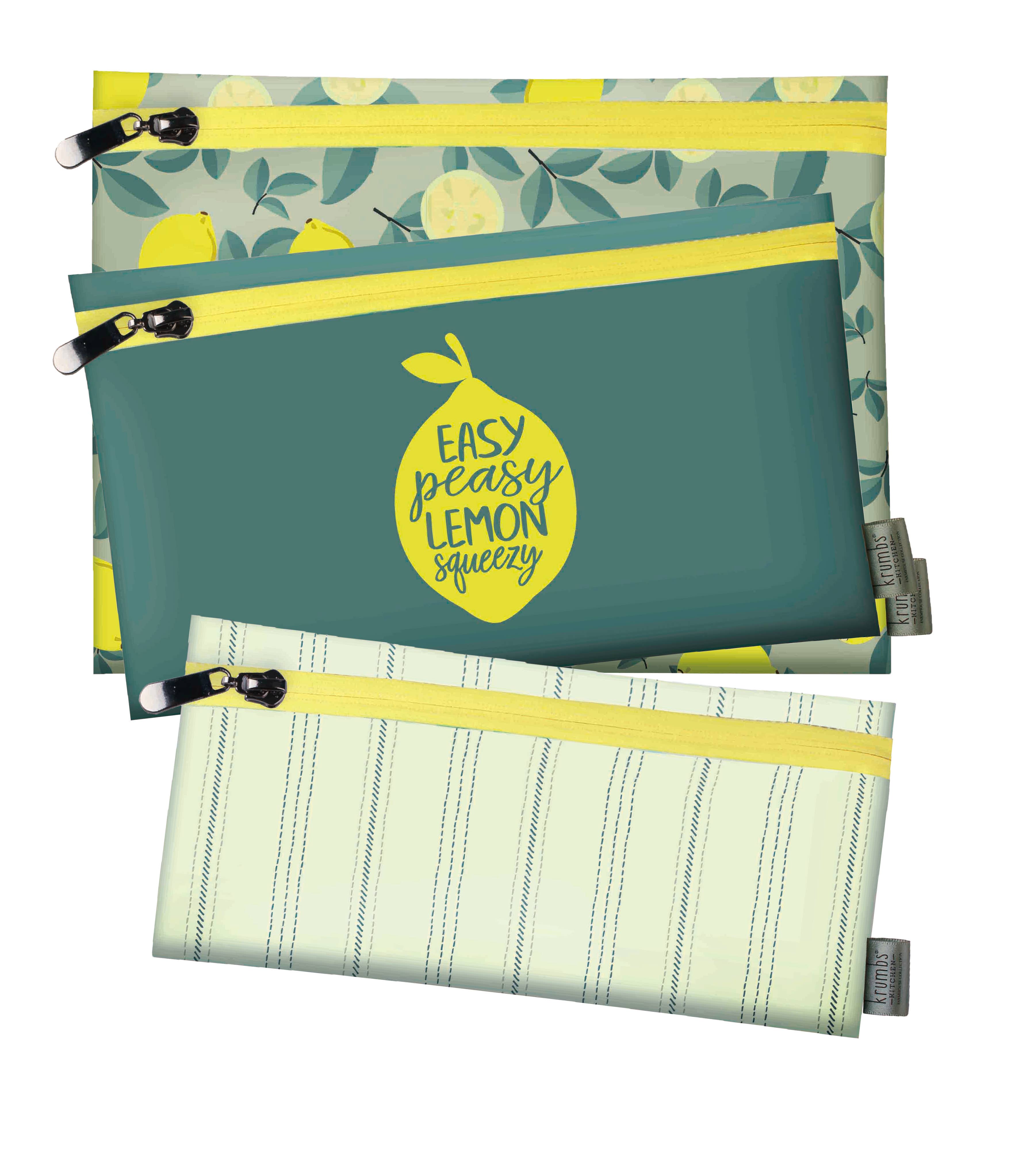 DM Merchandising - Wholesale Food Storage Wrap/Bag - Krumbs Kitchen Farmhouse 3-Pack Reusable Storage Bags3