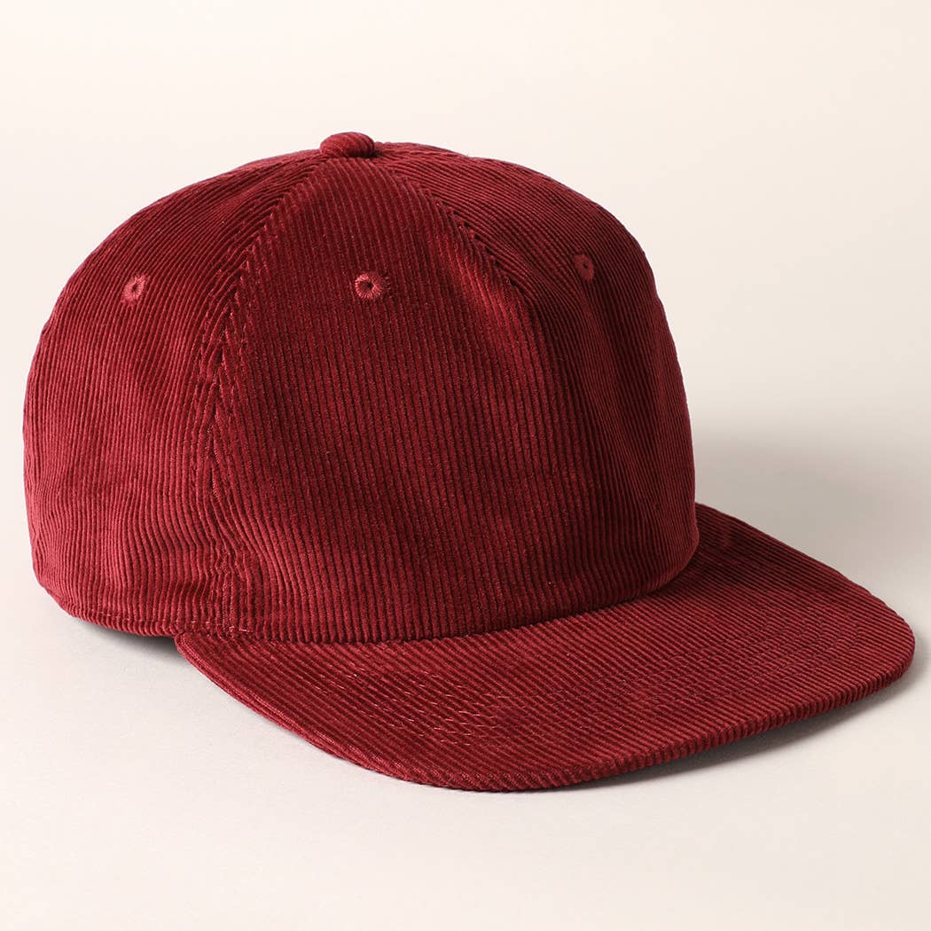 Fashion City – wholesale Baseball cap – Women's – Plain Corduroy Flat Brim Snapback Cap Baseball Hat5