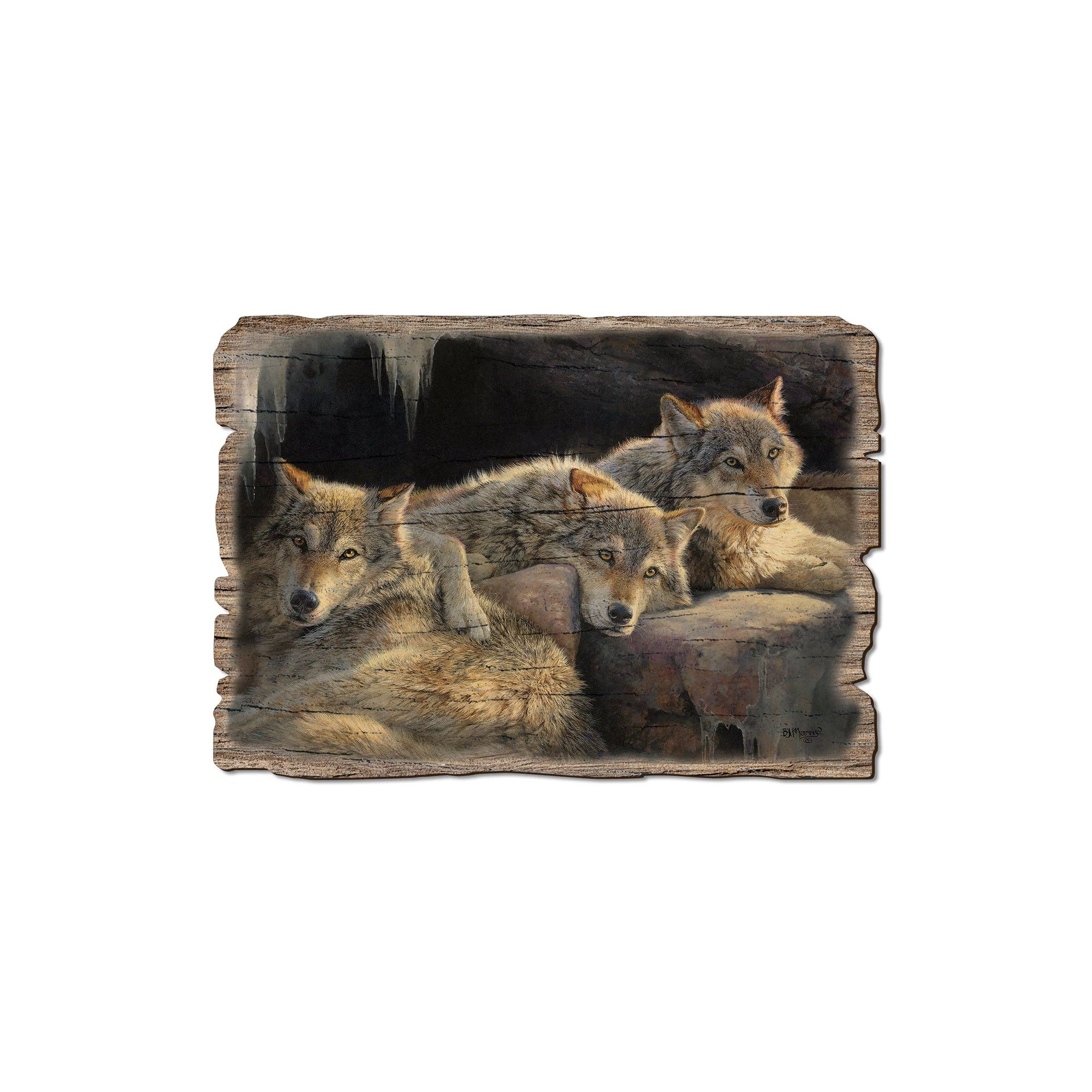 DaydreamHQ - Wholesale Postcard - Touch Of Dusk Wolves - Wood Rustic Edge Postcards & Magnets1
