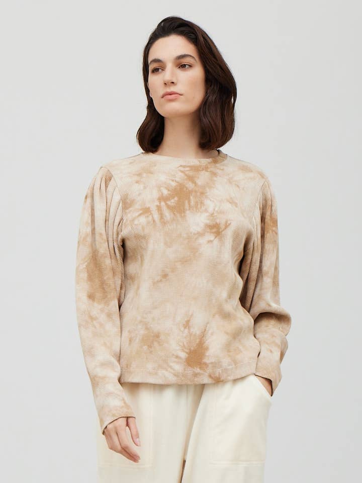 41184TD - PUFF SLEEVE TIEDYE TOP for wholesale by Grade & Gather