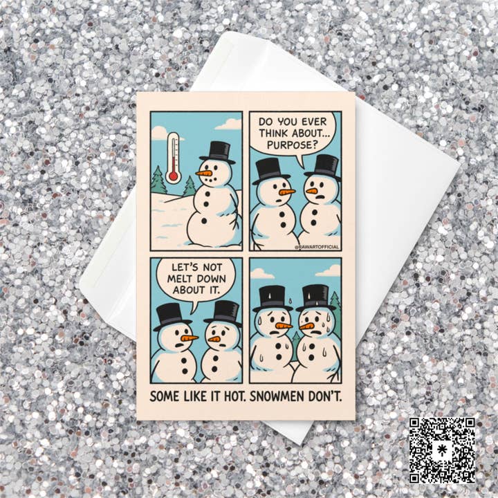 Christmas Card: Snowman Purpose Retro Comic Holiday Card for wholesale by Hot Mess Paper Co.