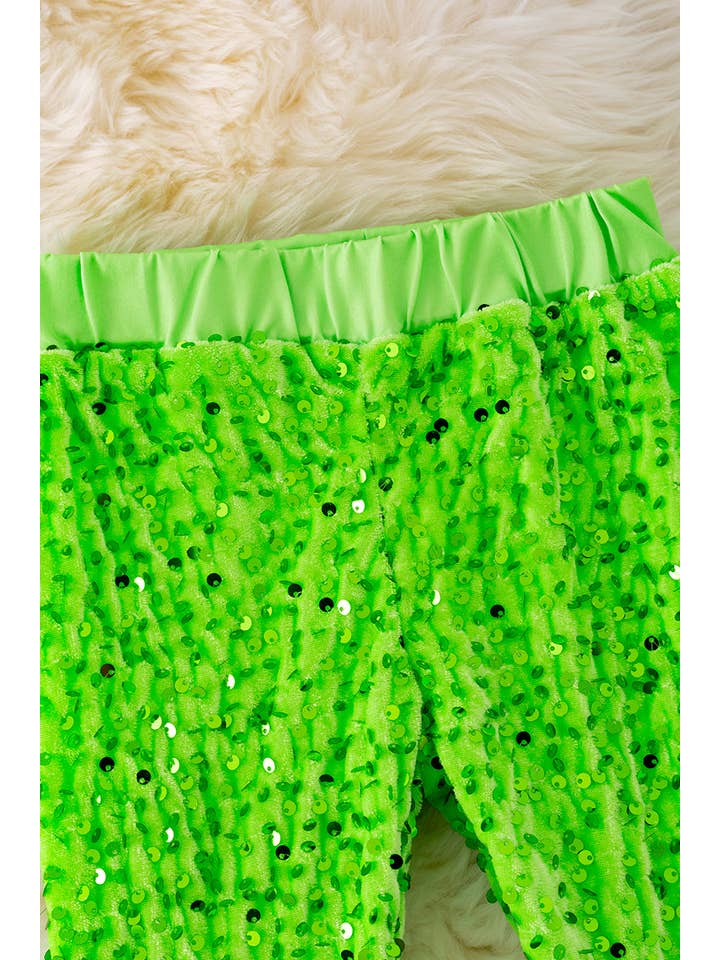 Kids Charm Online - Wholesale Pants - Kids - NEON GREEN SEQUINS BELL BOTTOMS. PNG40115 AMY