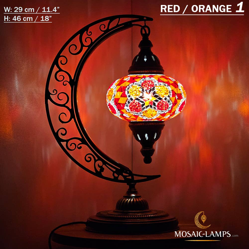 Mosaic Lamps - Wholesale Accent/Desk Lamp - 10+ Colors - Moroccan Moon Table Lamp, Arc, Murano Crescent61