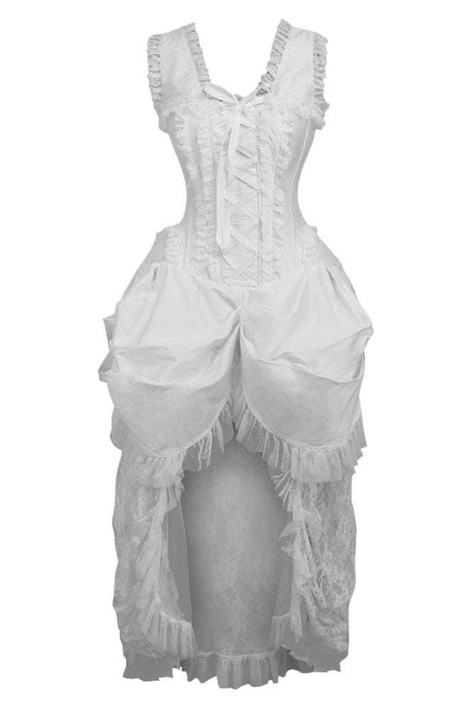 Daisy Corsets - Vente Déguisement – femme - Robe corset victorienne en dentelle blanche désossée en acier à tiroir supérieur0