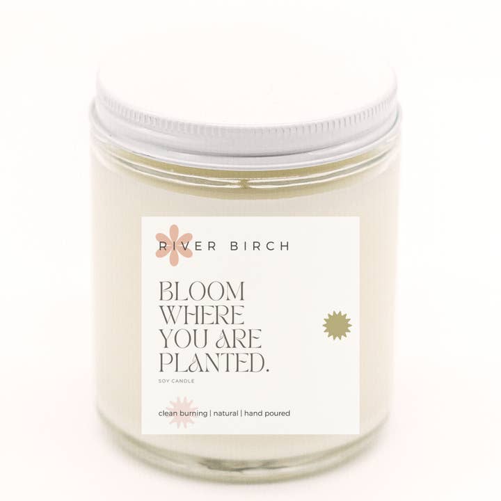 "Bloom" Candle - Choose Scent-8.5oz Clear Glass Jar for wholesale by River Birch Candles