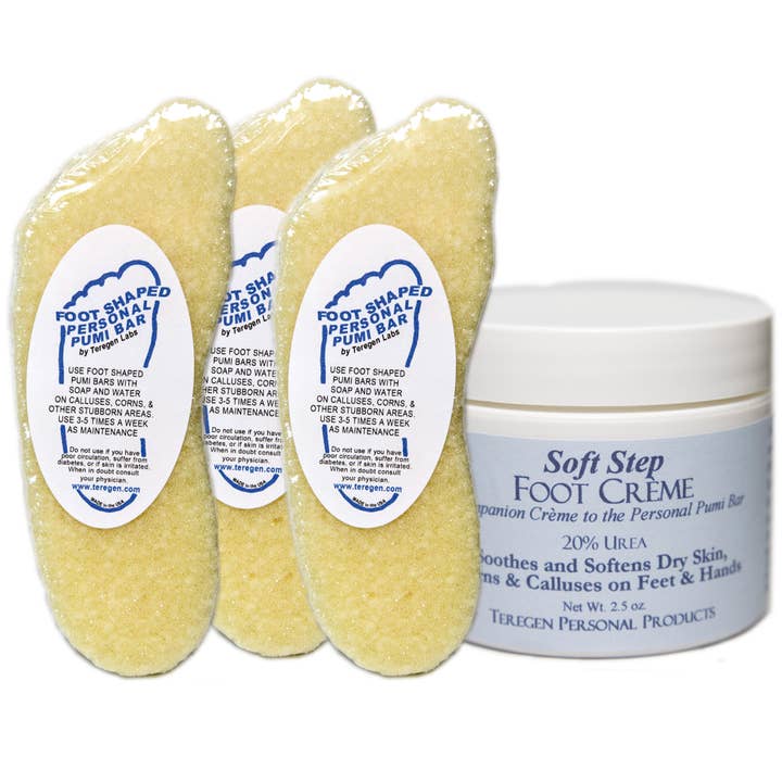 Soft Soft Step Foot Crème w 3-Pack of Foot Shaped Bar for wholesale by Teregen Personal Products