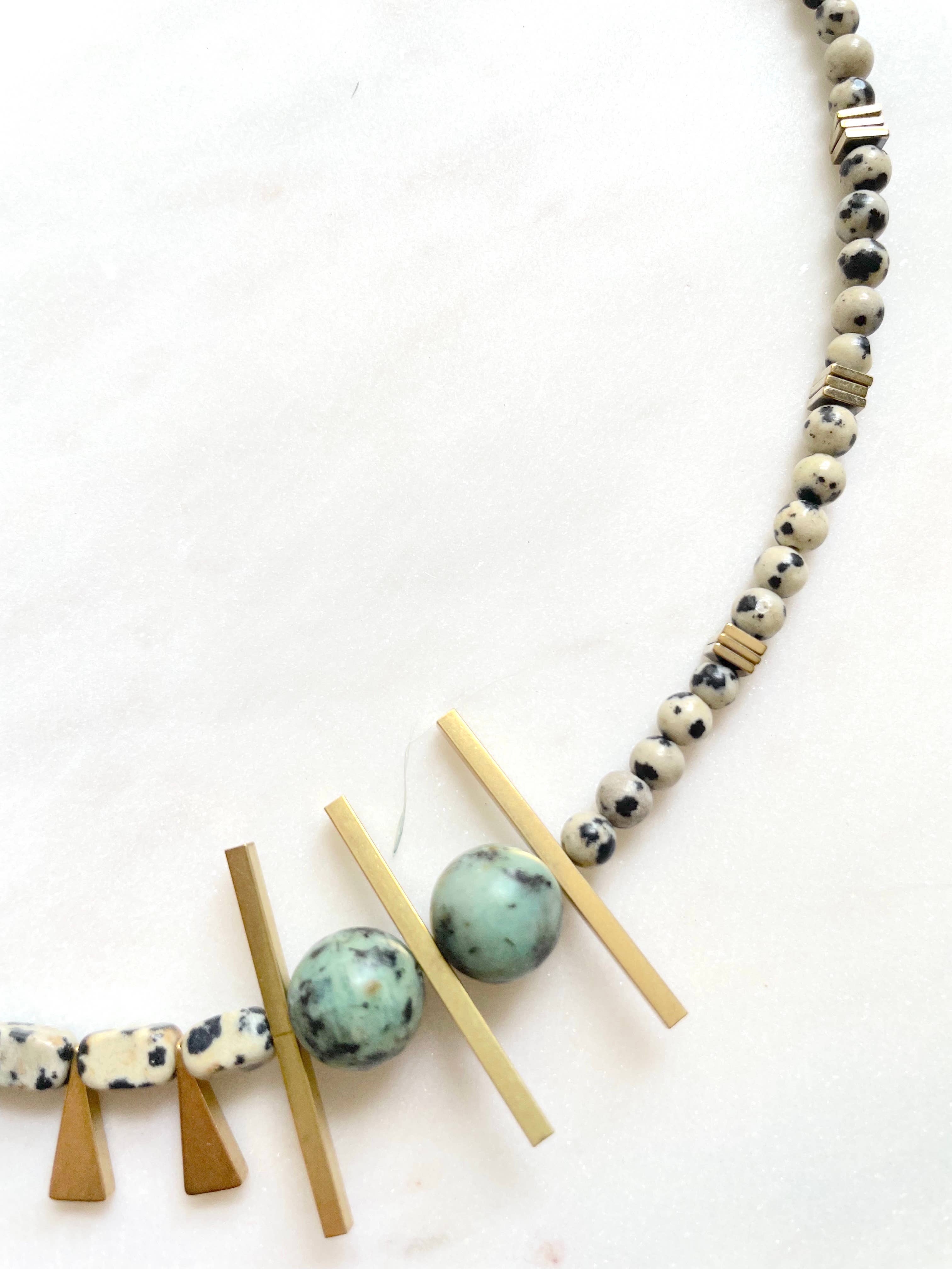XTRA by Stacey - Wholesale Beaded/pearl necklace - The Anka Necklace - Dalmatian Jasper Gemstone Necklace5