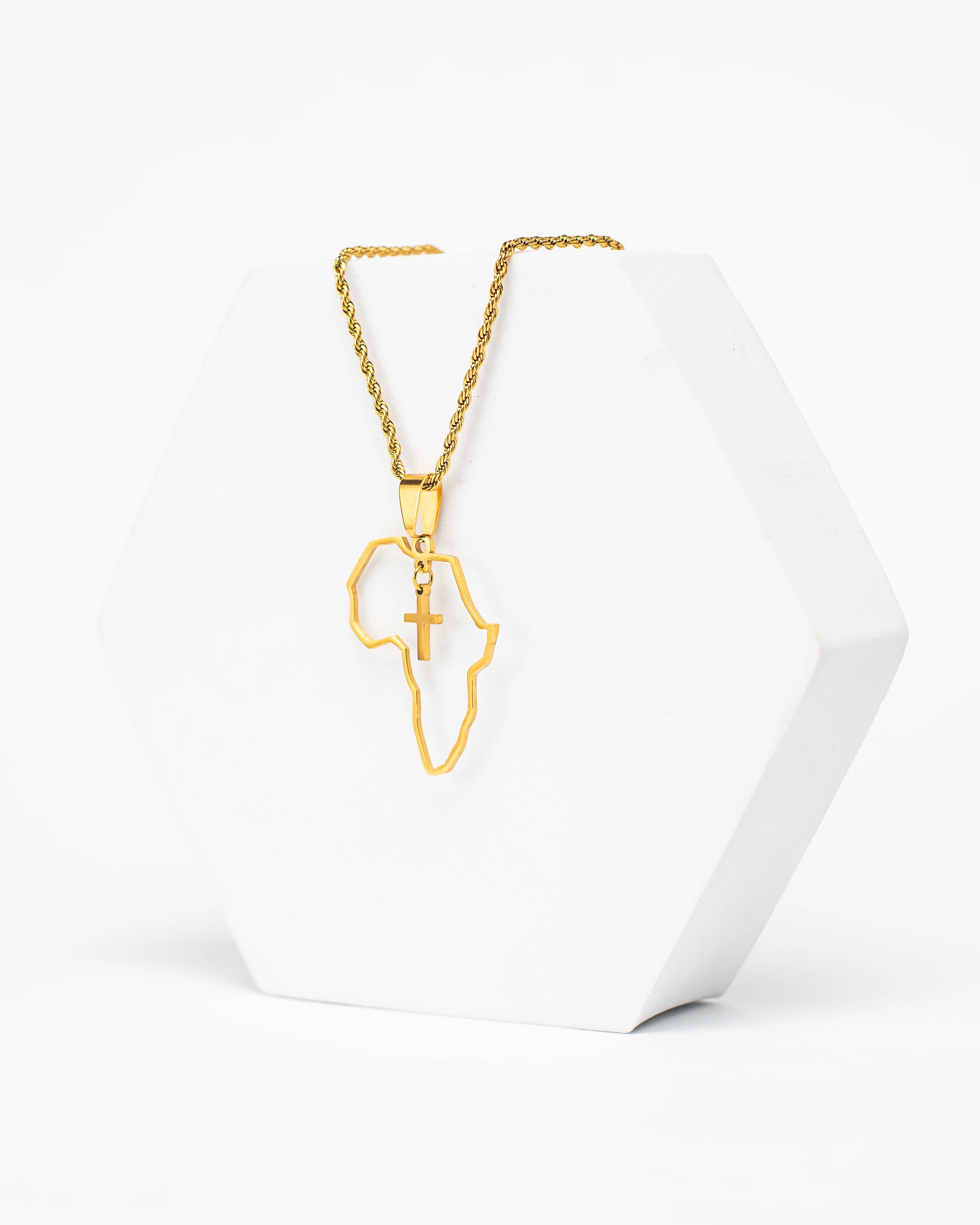 Adé & Grace - Wholesale Pendant/Charm Necklace - "Africa X Cross" Necklace0