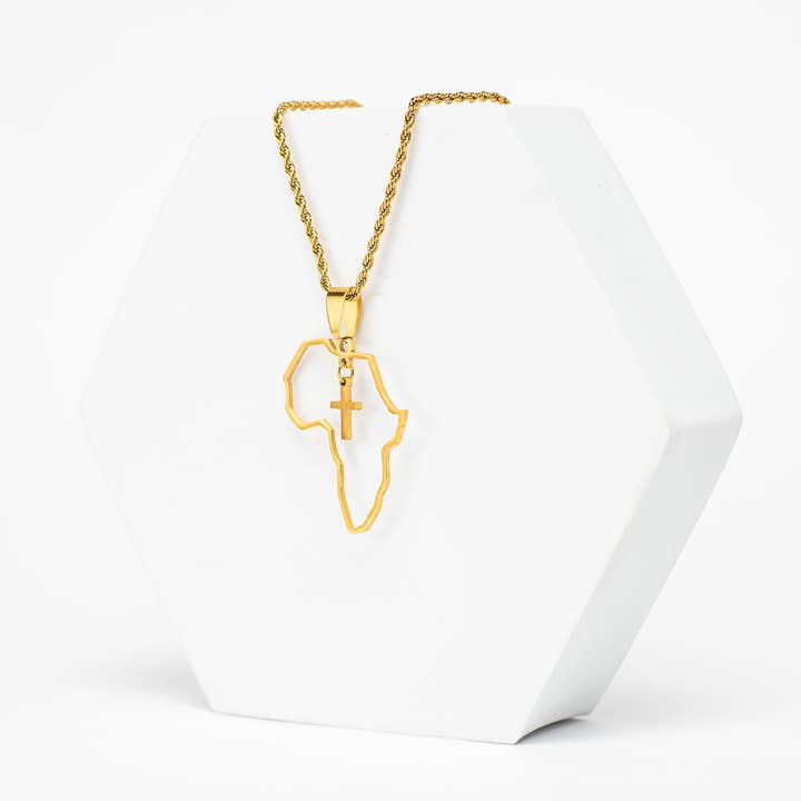 Adé & Grace - Wholesale Pendant/Charm Necklace - "Africa X Cross" Necklace