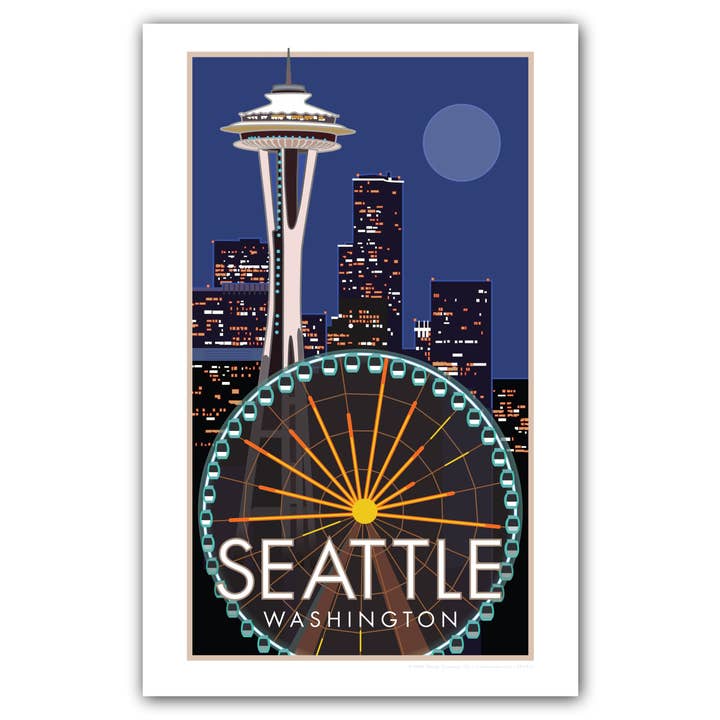 Grande Roue Space Needle - Affiche pour la vente par Travel Posters by M&W Design Co