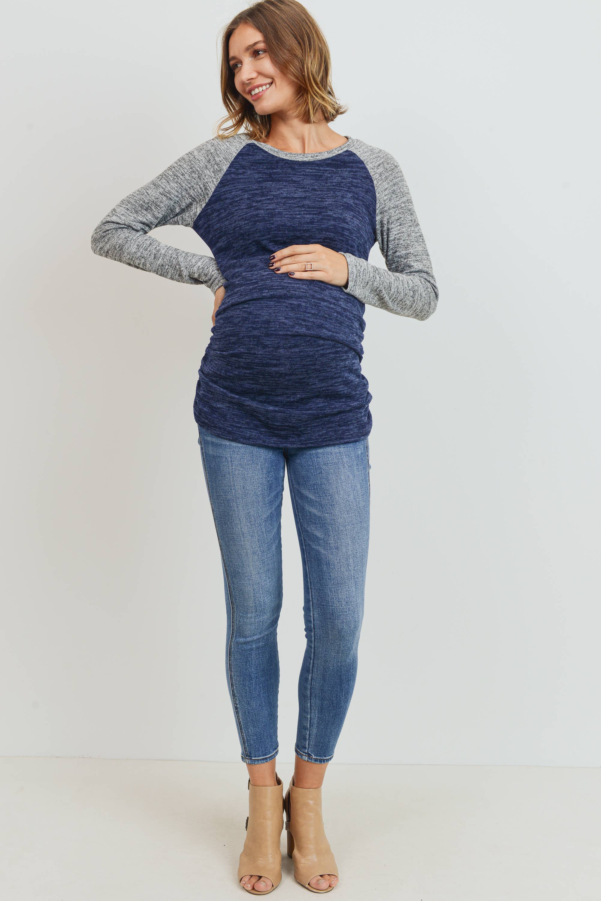 Hello Miz - Venta al por mayor Camiseta corta - Jersey color block jersey tejido maternidad13