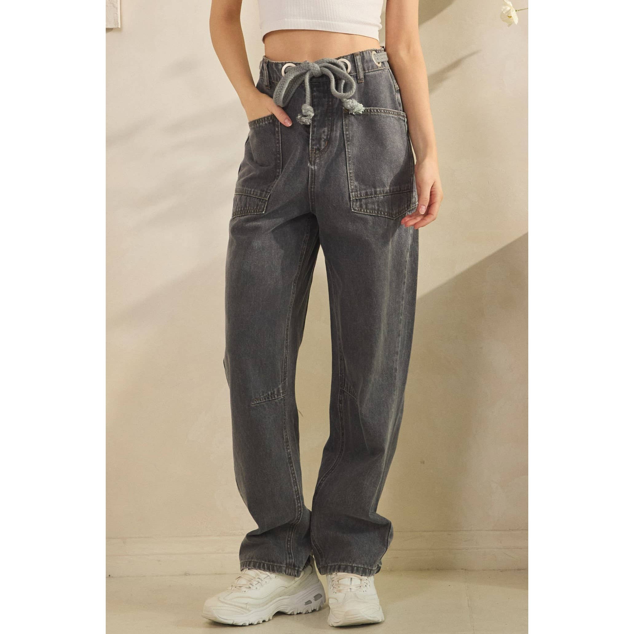 Sage + Fig - Wholesale Pants - Women's - VINTAGE ROPE TIE DENIM (SP7988)15