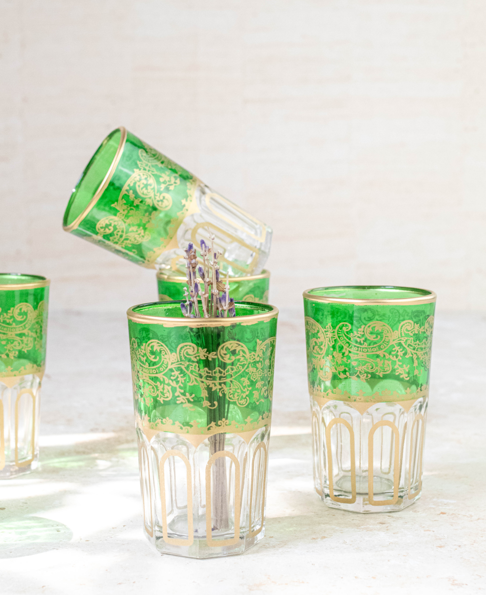 Maison Berber - Wholesale Drinking Glass/Cup - Moroccan Tea Glasses Set of 6 - Green2