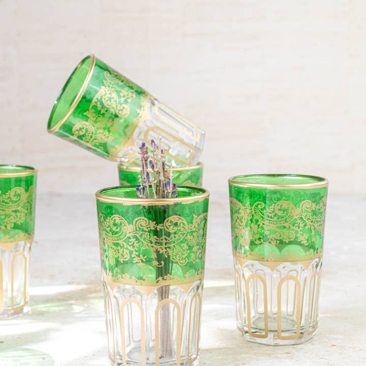 Maison Berber - Wholesale Drinking glass/cup - Moroccan Tea Glasses Set of 6 - Green2