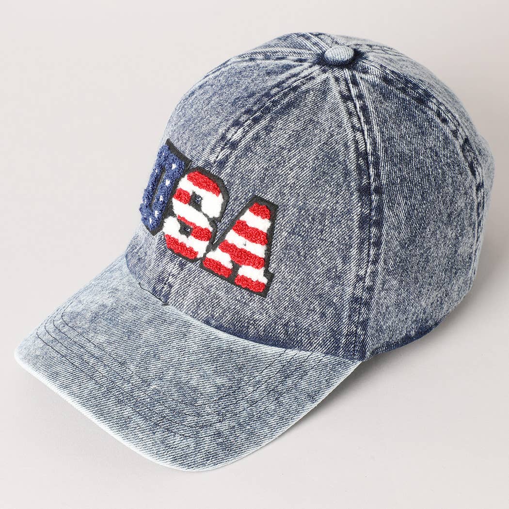 Fashion City - Wholesale Baseball Cap - Unisex - US Themed USA Letter Chenille Patch Baseball Cap2