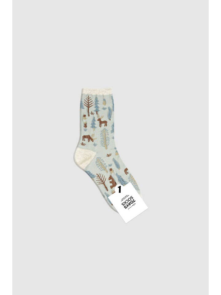 7DAYSSOCKS - Wholesale Socks - Women's - Women's Crew Oulanka Forest Pattern Socks
