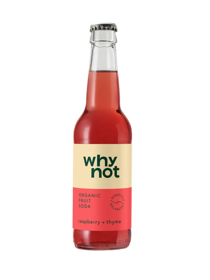 Himbeer + Thymian - Bio-Fruchtsoda (Flasche) für den Großhandel von Why Not Soda