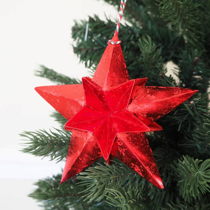 Joyful Array – Großhandel Weihnachtsschmuck – Weihnachtssterndekoration aus metallischem rotem Papier3