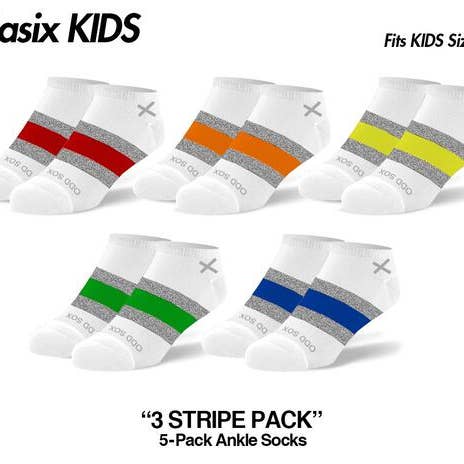 Lot de 5 chevilles à 3 bandes - 4 à 7 ans pour la vente par Odd Sox