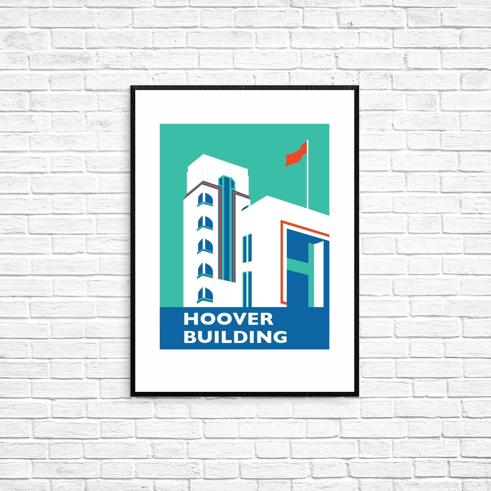 Rebecca Pymar - Wholesale Art Print - THE HOOVER BUILDING Travel Poster Print1