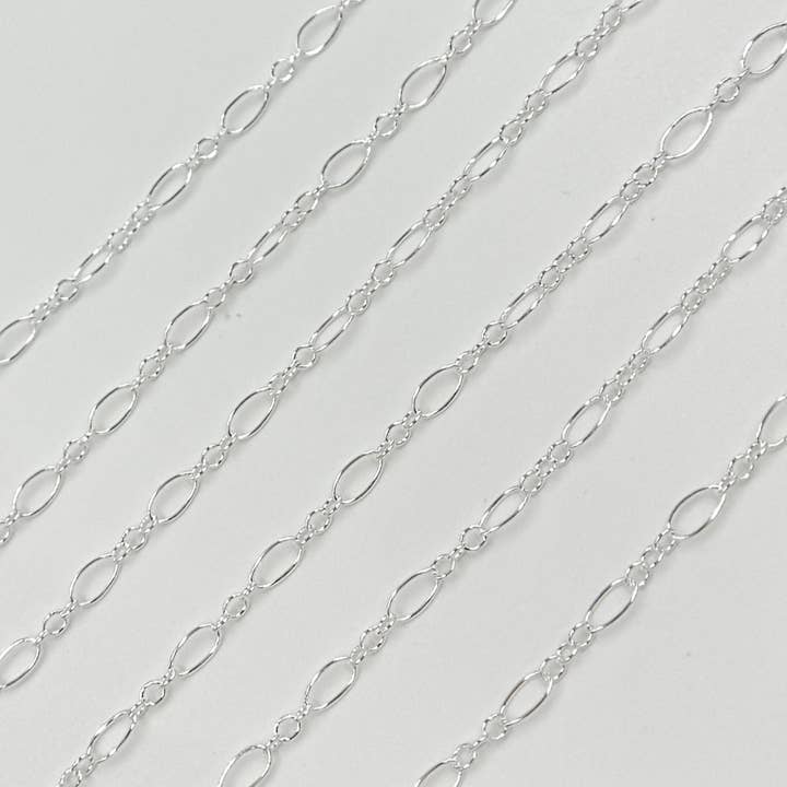 Jewels & Chains - Wholesale Link & Chain Necklace - 716-801SS. Sterling Silver Oval Long and Short Links Chain1