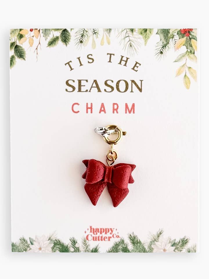 Charme de Noël - Charme de Vacances avec Nœud Rouge Classique pour la vente par Happy Cutter Co