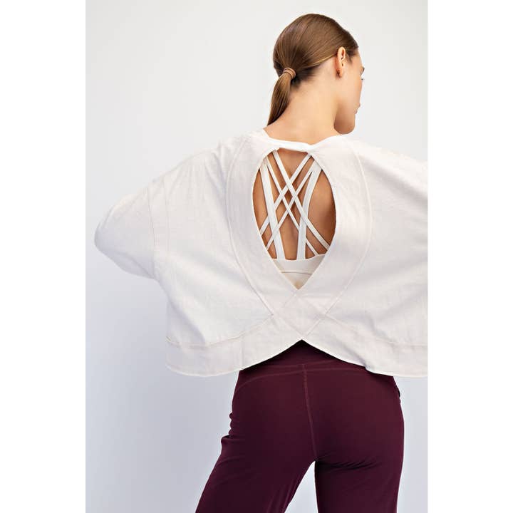 Rae Mode - Wholesale Lounge Top - Women's - COTTON SLUB OPEN BACK LONG SLEEVE TOP18