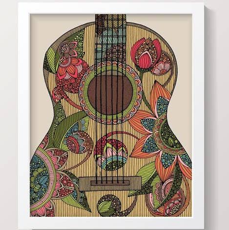 Valentina Harper - Wholesale Art Print - Guitar Archival Art Print, 8x10 Matte Card Stock0