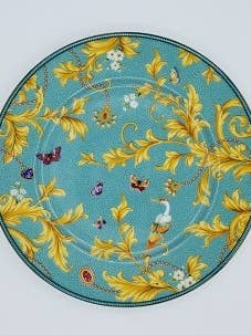 Desserttallrik i porslin, grön och guld för wholesale av Yourthedish