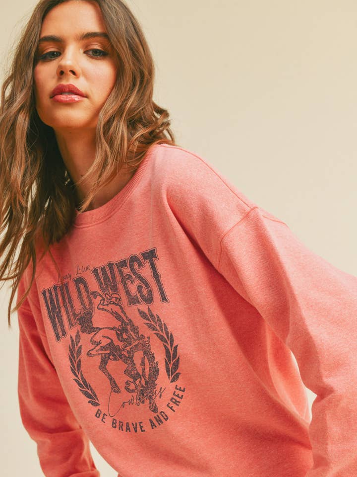 Honestee – Camisola gráfica - Mulher por atacado – Camisola Gráfica Wild West Cowboy3