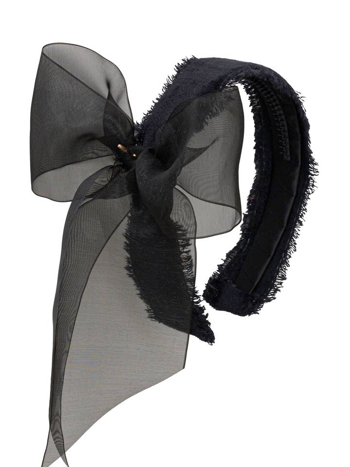 Belle Organza Fringe Headband - Black (Handmade in the USA!) for wholesale by Project 6 NY Kids