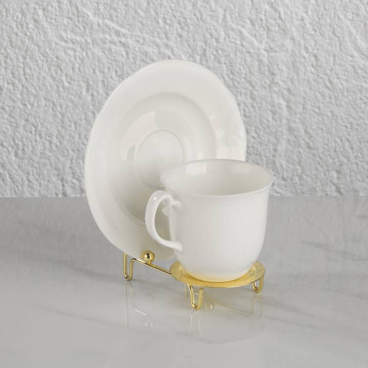 Tripar International - Wholesale Retailer Display Stand/Case - Etched Base Brass Finish Cup & Saucer Stand1