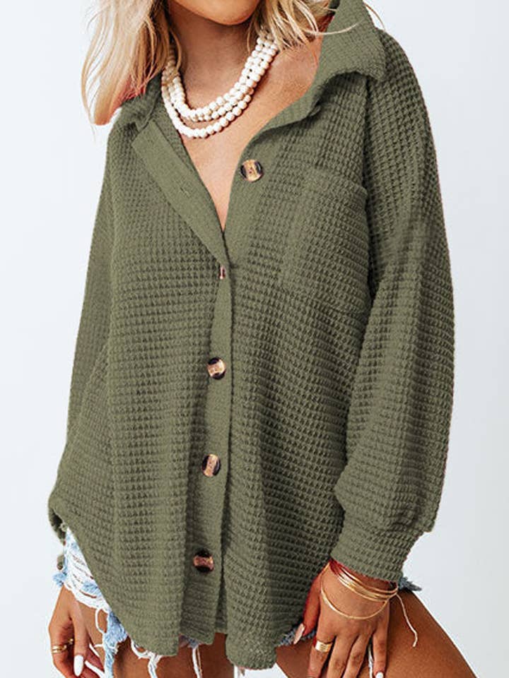 Lovesoft - Wholesale Button Down Shirt - Women's - Waffle Knit Button Up Casual Shirt13