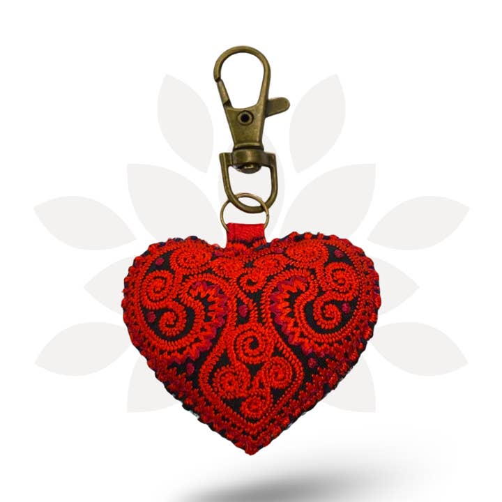 Heart Hmong Embroidered Zipper Pull | Keychain - Thailand for wholesale by Lumily
