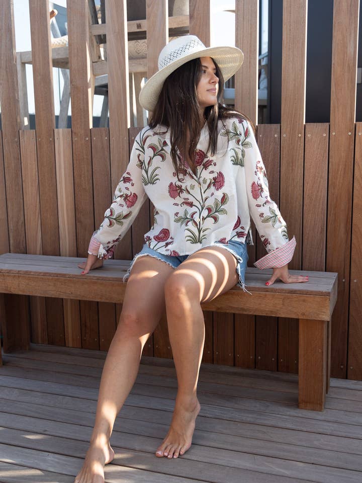 Evelyn Blouse in Red Vine for wholesale by NIBI MTK