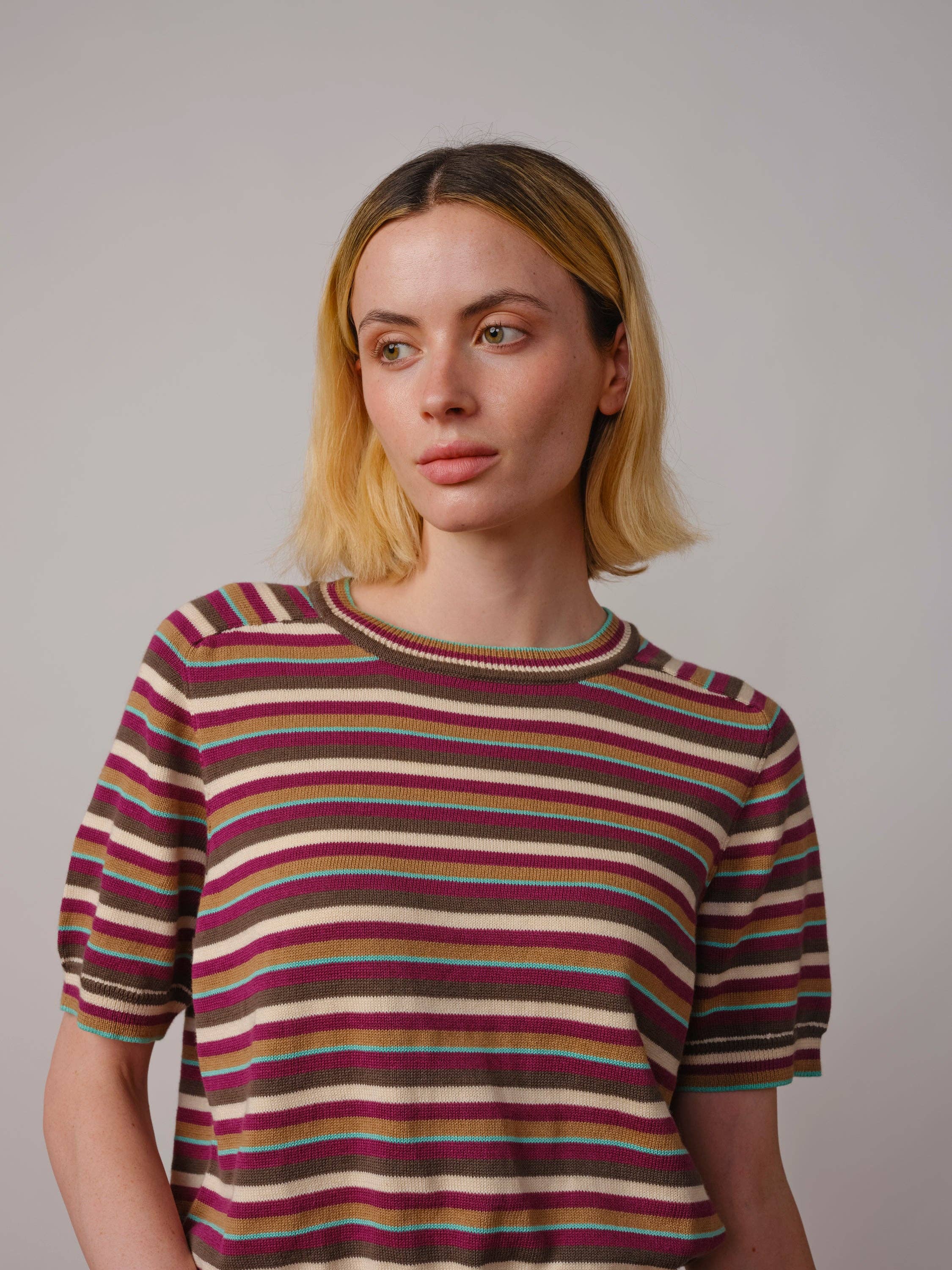 The Endery - Wholesale T-Shirt - Women's - Mini Stripe Ruben Tee - Camu Camu6