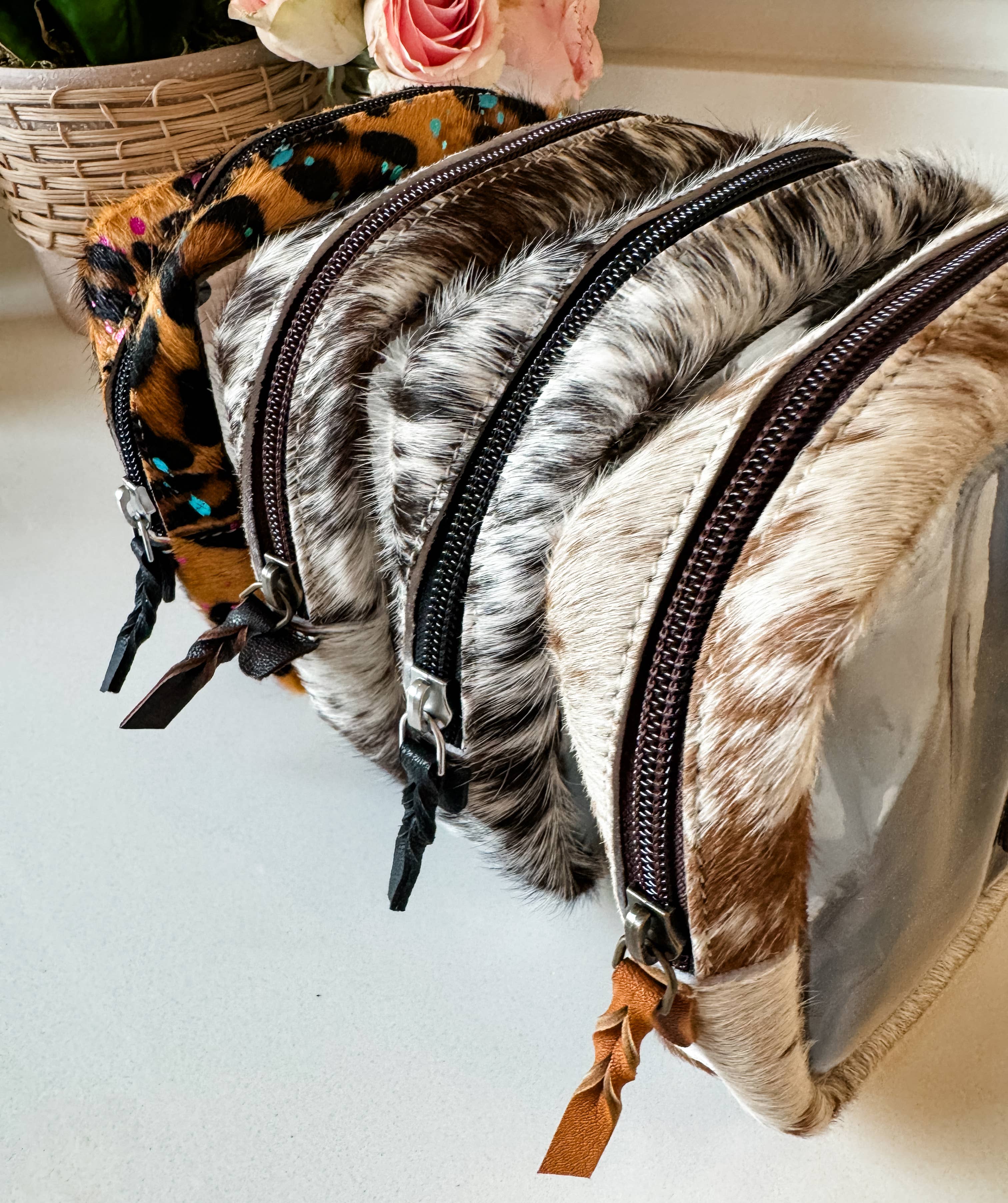 Boho Ranch Shop - Venta al por mayor Bolsa para maquillaje - Estuche Transparente de Piel de Vaca - Bolsa de Viaje para Maquillaje y Artículos de Tocador13