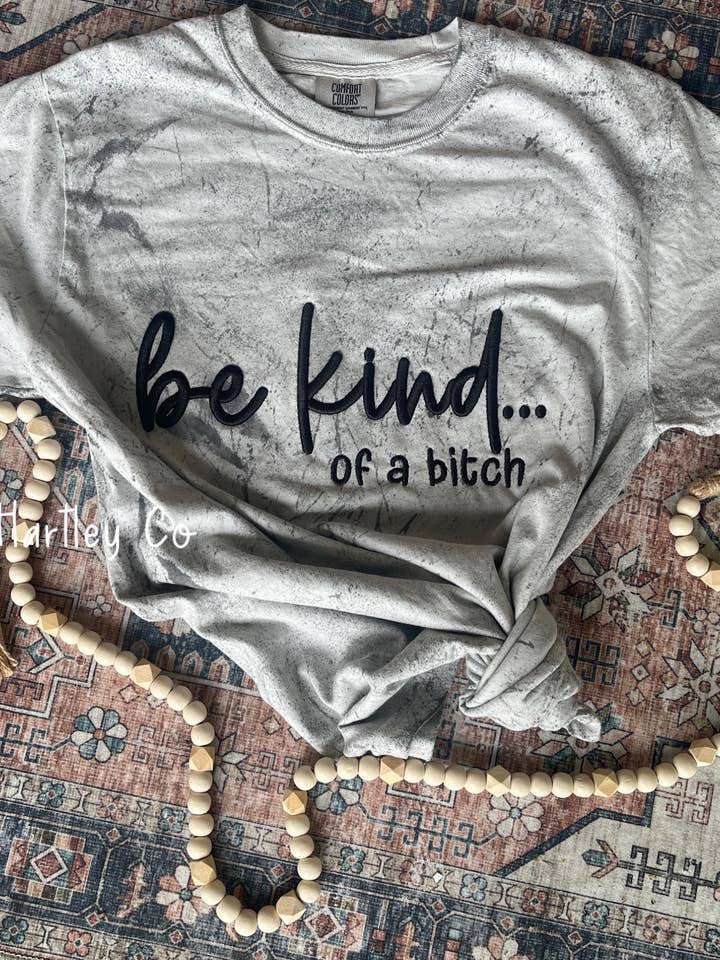 Be kind of a b*itch PUFF EMBROIDERED tee for wholesale by Hartley Co