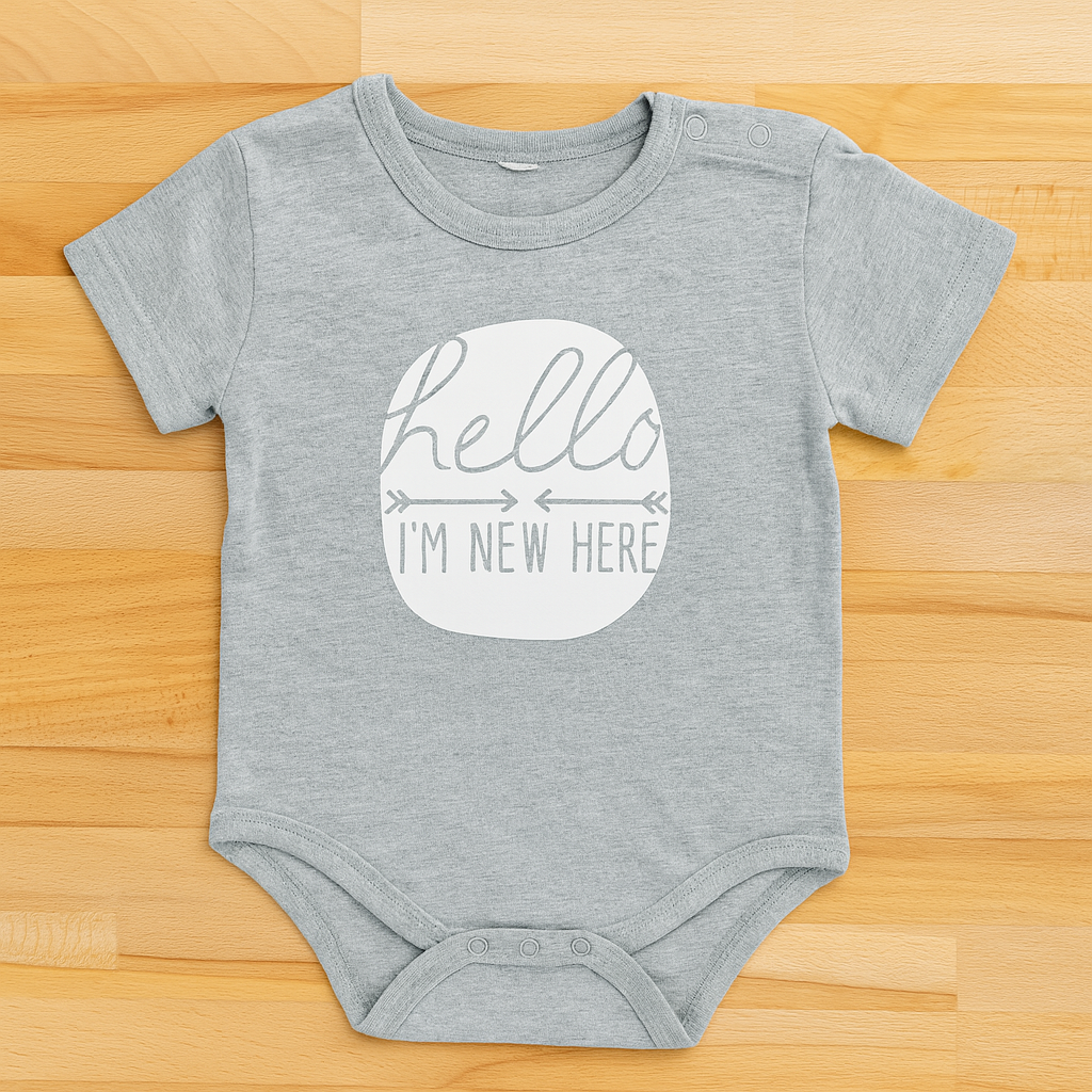 Fennco Styles - Wholesale Bodysuit (Non-Footed) - Baby - Grey hello I'M NEW HERE Cotton Baby Romper2