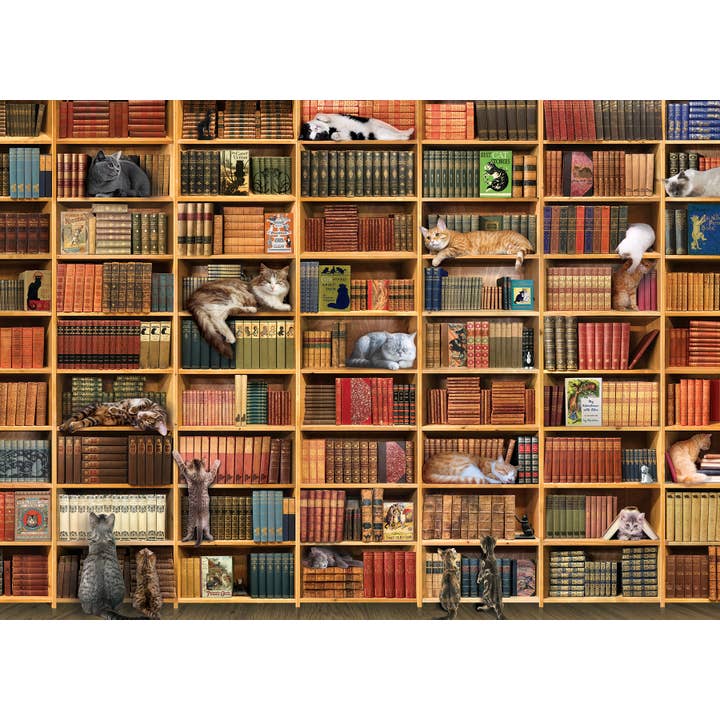 Outset Games and Cobble Hill Puzzles - Wholesale Puzzle - Adult - The Cat Library 1000pc puzzle1