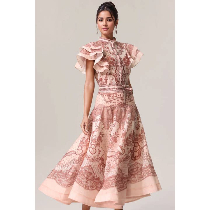 Productseeker - Wholesale Top & Skirt Set - Women's - DR490Y Chic Ruffled Sleeveless Top and A-Line Long Skirt Set