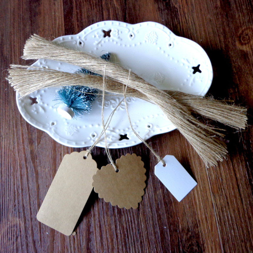 ByHome - Vente Ficelles - Étiquettes-cadeaux en ficelle de chanvre marron naturel pré-découpée de 9,8 pouces3