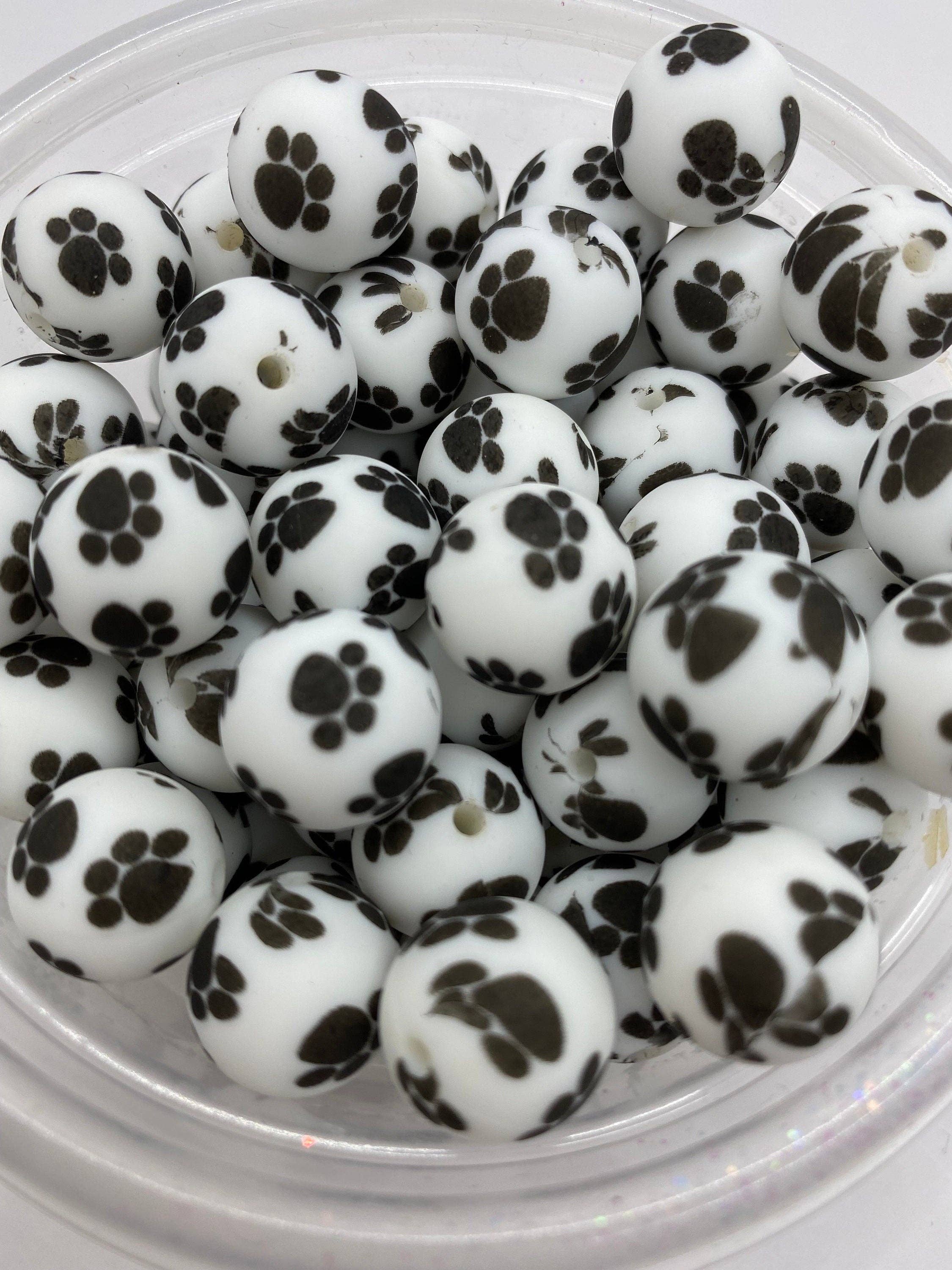 ASAP Craft Supplies - Wholesale Craft Supplies - 10 Paw Print Pattern Silicone Beads - 15mm1