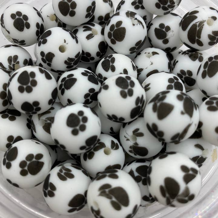 ASAP Craft Supplies - Wholesale Craft Supplies - 10 Paw Print Pattern Silicone Beads - 15mm1