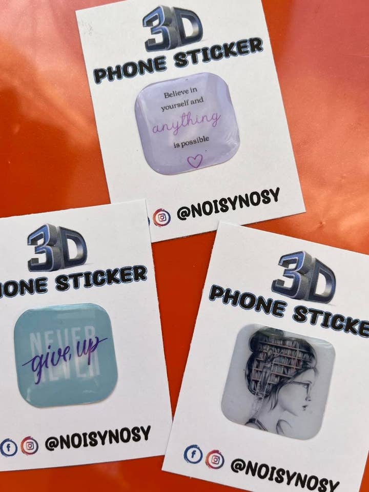 Custom 3D Phone Stickers Set 3cm for wholesale by Noisy Nosy