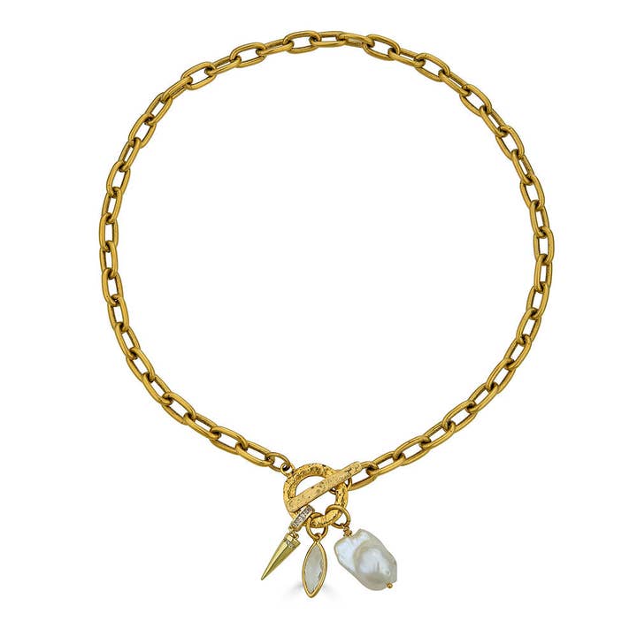 Marquise- und Perlen-Kettenverschluss-Halskette für den Großhandel von Loni Paul Jewelry