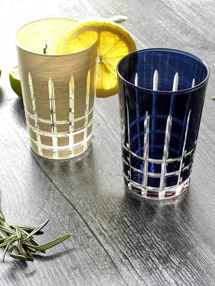 Set of 6 Tea Glasses Carved Stripes " Milan" for wholesale by Scents and Feel